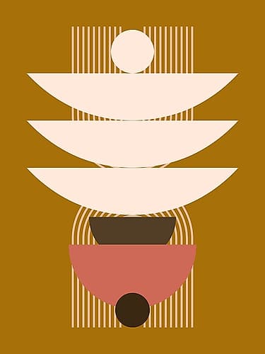 Mid Century Geometrical In Brown Minimalist Print