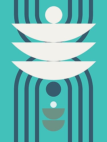 Mid Century Geometrical In Mint Minimalist Print