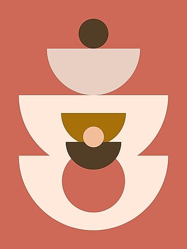 Mid Century Geometrical In Red Minimalist Print