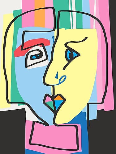 Abstract Colorful Cubism Portrait Abstract Art Print