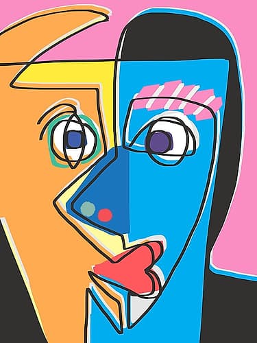 Abstract Cubism Portrait Abstract Art Print
