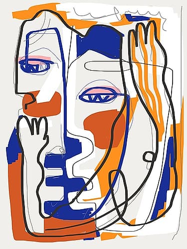 Abstract Line Art Romance Figurative Print
