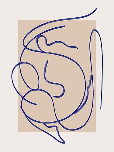 Abstract Blue Line Art 3 Minimalist Print