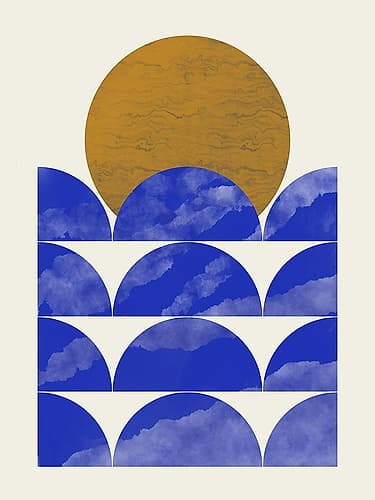 Geometrical Sunset Composition Abstract Art Print