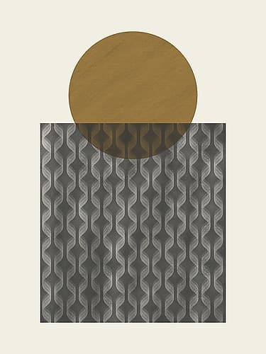 Sphere And Patterned Square Minimalist Print