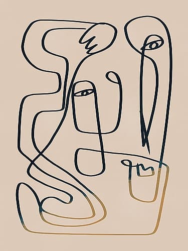 Line Art Portrait Study Abstract Art Print