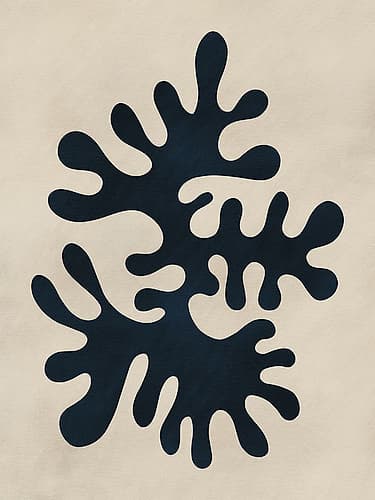 Minimal Black Coral Cut Out Minimalist Print