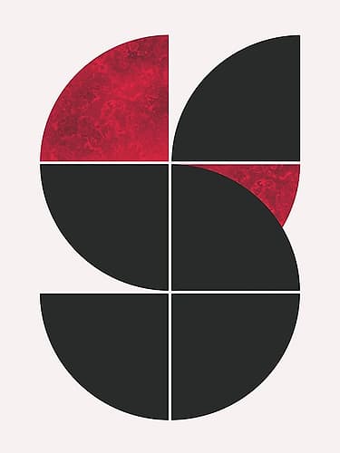 Red Marble In Black Minimalist Print