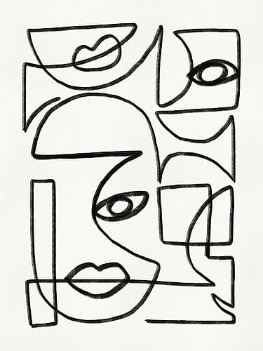 Abstract Line Art Faces Minimalist Print