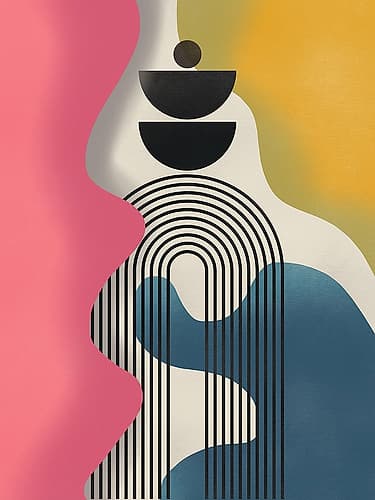 Mid Century Geometric Tricolor Minimalist Print