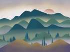 Mountain Range At Dawn Art Print