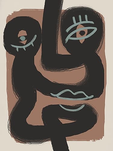 Abstract Black Portrait Pair Minimalist Print