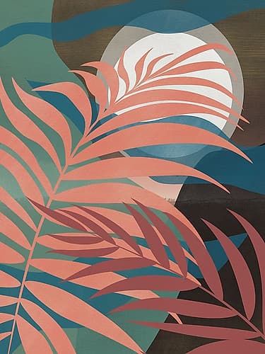 Pink Tropical Palm Leaf Art Print
