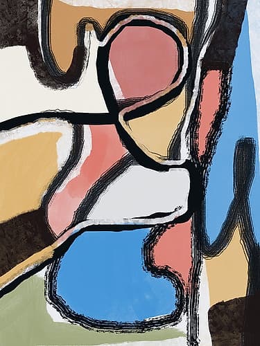Textured Line And Color Abstract Art Print