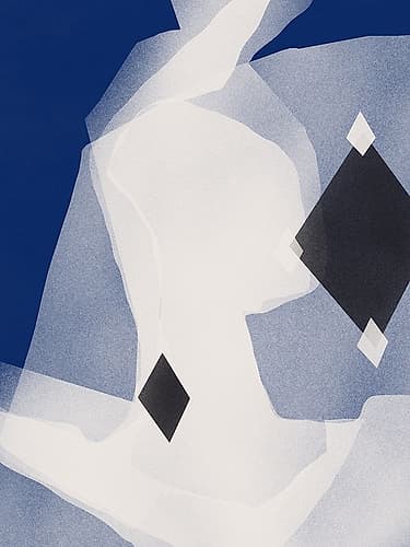 Blue Black And White Abstract Minimalist Print