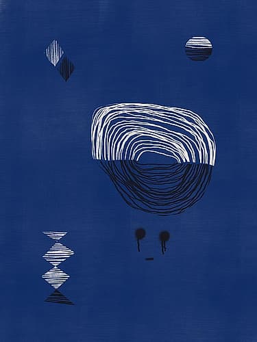 Blue Line Sketch Minimalist Print