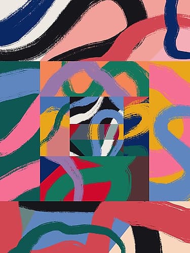 Colorful Line Ribbon Abstract Minimalist Print