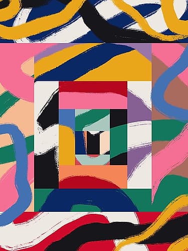 Rainbow Ribbons Abstract Minimalist Print