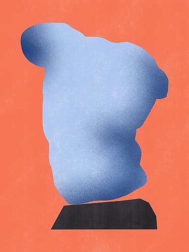 Stone Sculpture In Soft Blue Abstract Art Print