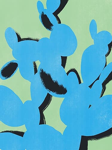 Blue Cactus Silhouette Minimalist Print