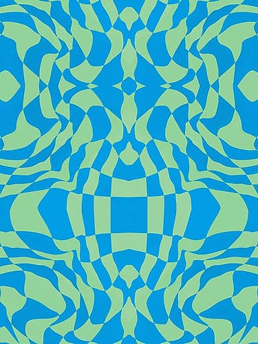Cool Colors Warp Checkers Art Print