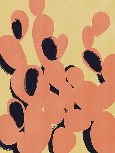 Orange Cactus Silhouette Minimalist Print