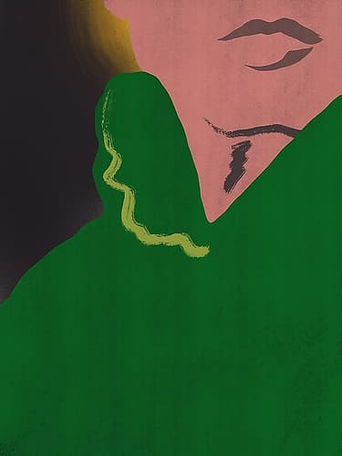 Portrait In Green Blouse Minimalist Print