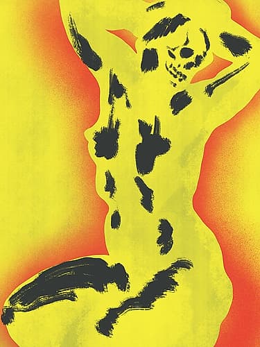 Yellow Skull Nude Art Print