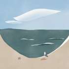 Beach Curve and Seagull Art Print
