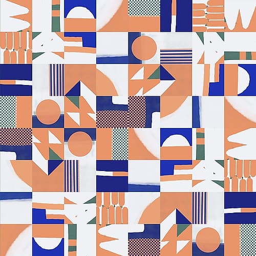 Mid Century Grid Pattern Art Print