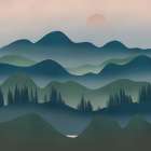 Mountain Range At Dusk Art Print
