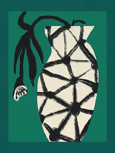 Hexagon Vase In Green Art Print