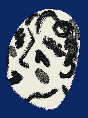 Lady Portrait In Blue Minimalist Print