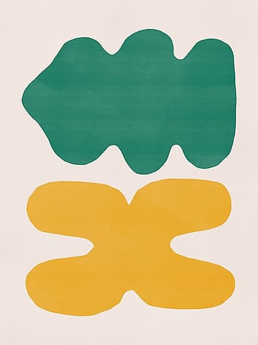 Organic Shapes In Green And Yellow Art Print