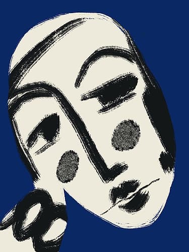 Resting Portrait In Blue Figurative Print