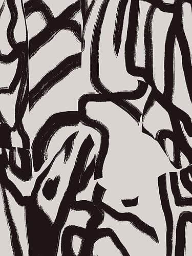 Black Line In Grey Abstract Art Print