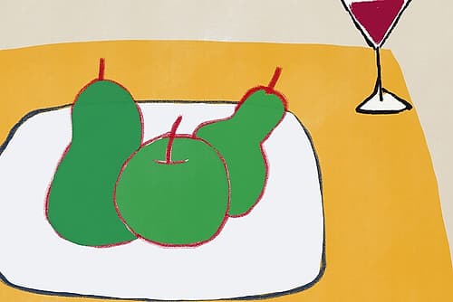 Green Pears On The Table Food Print