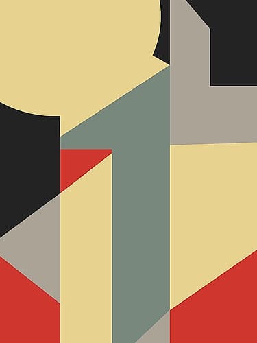 Retro Color Geometrical Design Abstract Art Print