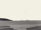 Minimal beach scenery in gray Art Print