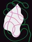 White fabric and green strings Art Print