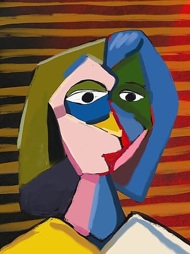 Potrait Inspired By Picasso Abstract Art Print