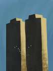Concrete jungle migrating flock Abstract Art Print