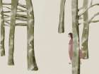 The girl in pyjamas wandering in the woods Art Print