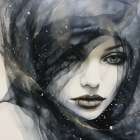 Black Ink Woman 1 Art Print