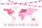 Pink World Map Art Print
