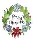 Cacti And Succulent Merry Christmas Wreath Art Print