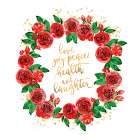 Holiday wishes wreath of red English roses Art Print