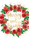 Merry and bright wreath of red English roses Art Print