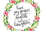 Watercolor wreath with holiday wishes Art Print