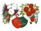 Floral mittens Merry Christmas in white Art Print